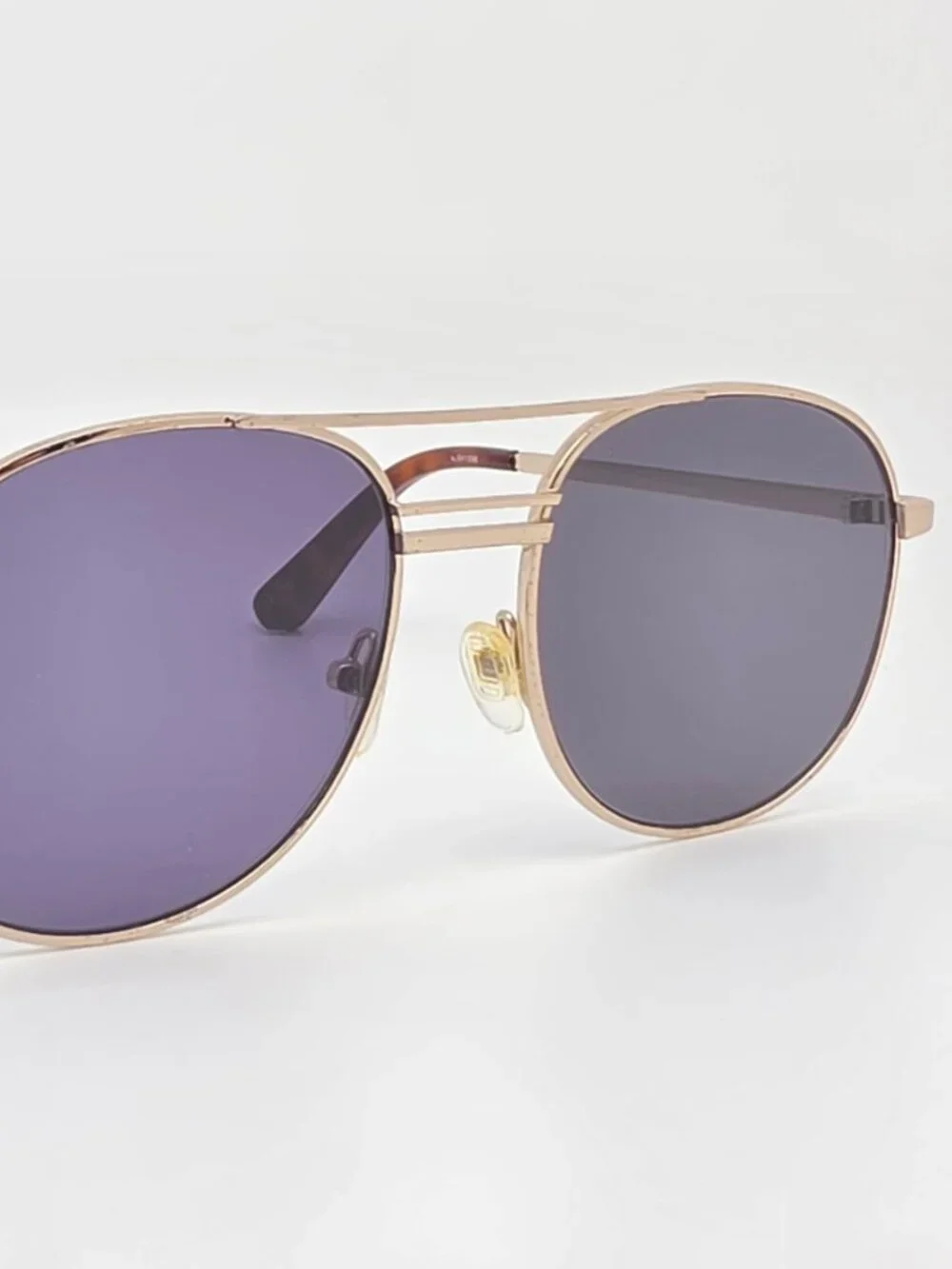 Elizabeth and James Watts Gold Tortoise Frame Grey Flat Lens Aviator Sunglasses